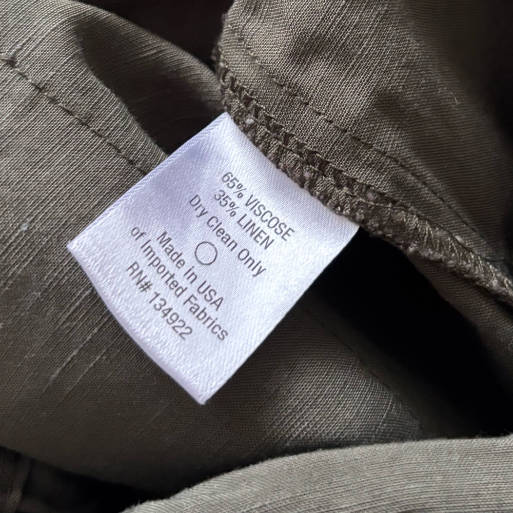 Emerson Fry Army Green High Rise linen Blend Paperbag Pants - Picture 10 of 16